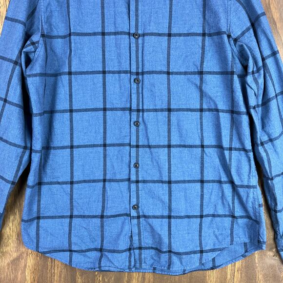 Banana Republic Mens Shirt Blue Windowpane Luxe Flannel Button Down Camden Fit M - Picture 4 of 13